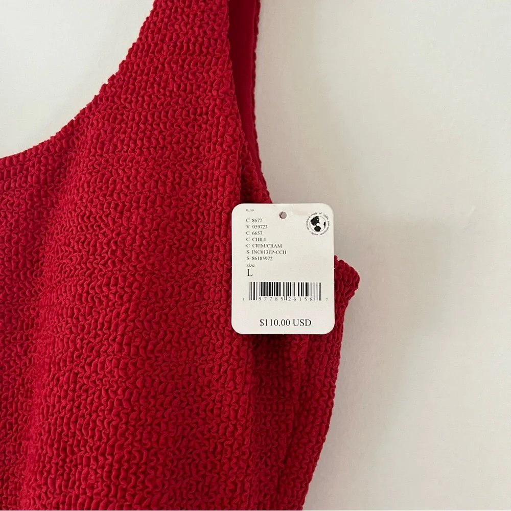 Free People Red Textured One-Piece Swimsuit
